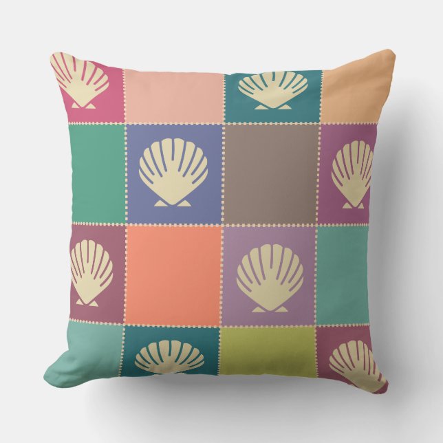 Beach Cottage Seashell Pattern Cushion (Front)