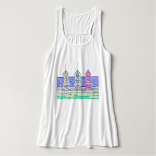Beach Cottage Trio Flowy Tank Top