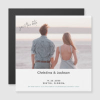 Beach Couple Photo Modern Font Save the Date