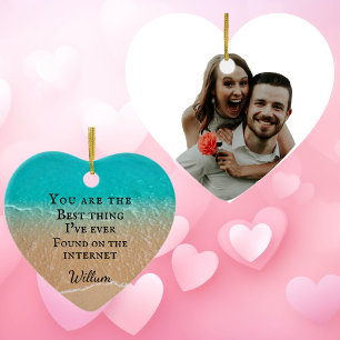 Beach couple photo Valentine Ceramic Tree Decoration