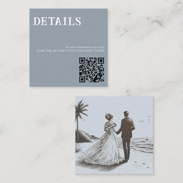 Beach Couple QR Code Enclosure Card (Front/Back)