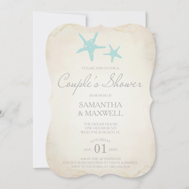 Beach Couple's Shower Invitation - Starfish (Front)