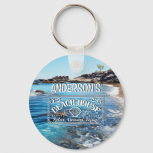 beach Cove Painting Your Adventure Begins Key Ring