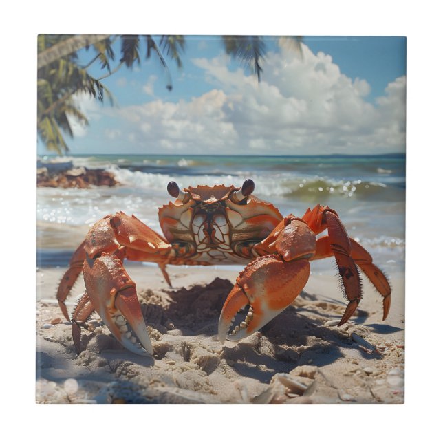 Beach Crab Ceramic Tile (Front)