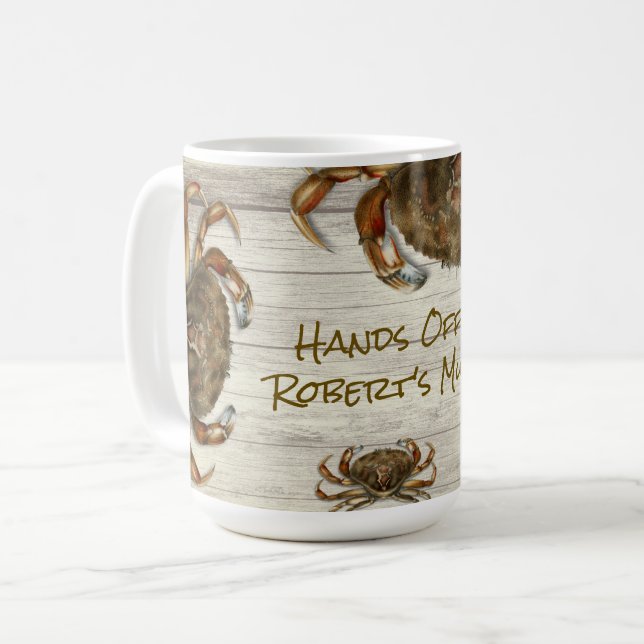 Beach Crabs Hands Off Personalised Mug (Front Left)