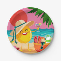 “Beach Crazy” Round Paper Plate