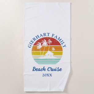 Beach Cruise Family Reunion Matching Retro Towel