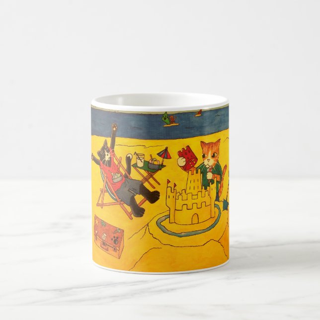 Beach Day Cats Coffee Mug (Center)
