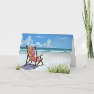 Beach Day Colourful Oil Painting Thank You Card