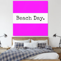 BEACH DAY Fun Bright Tropical Pink White Stripes