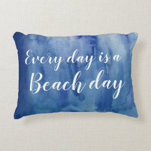 Beach Day Navy Script Beach Accent Pillow