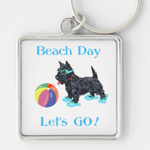 Beach Day Scottie Dog Key Ring