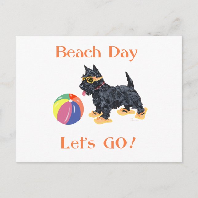 Beach Day Scottie Dog Postcard (Front)