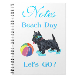 Beach Day Scottie Dog Spiral Notebook