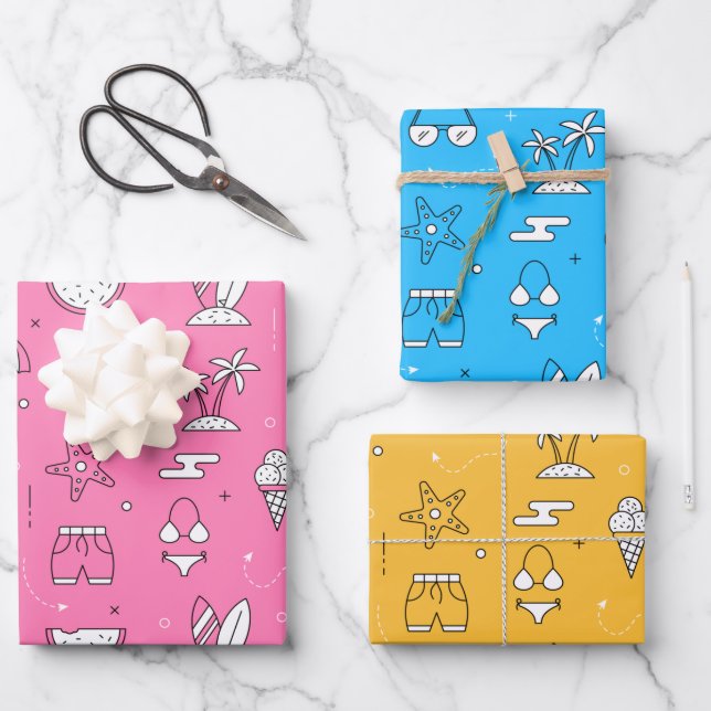 Beach Day Summer Wrapping Paper Set (Front)