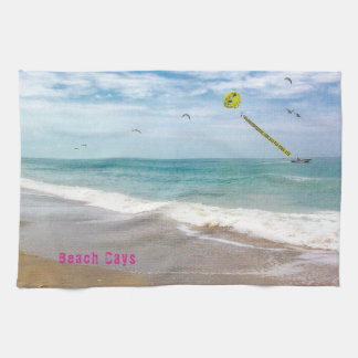 Beach Days, Breezy, Boat Banner with Seagulls Tea Towel