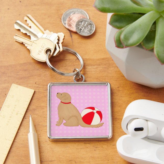 Beach Days Dog Candy Cotton Pink Key Chain Silver (Desk)