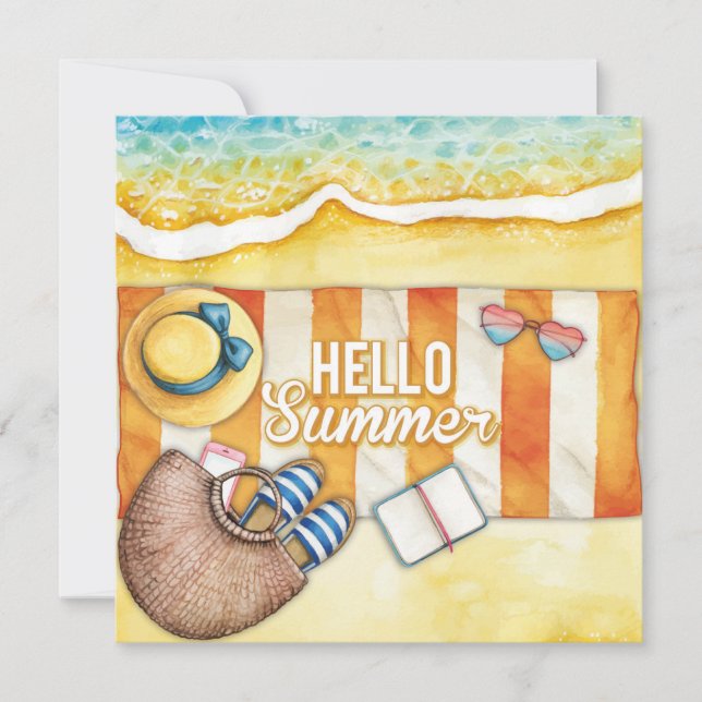 Beach Days Hello Summer Greeting Card (Front)