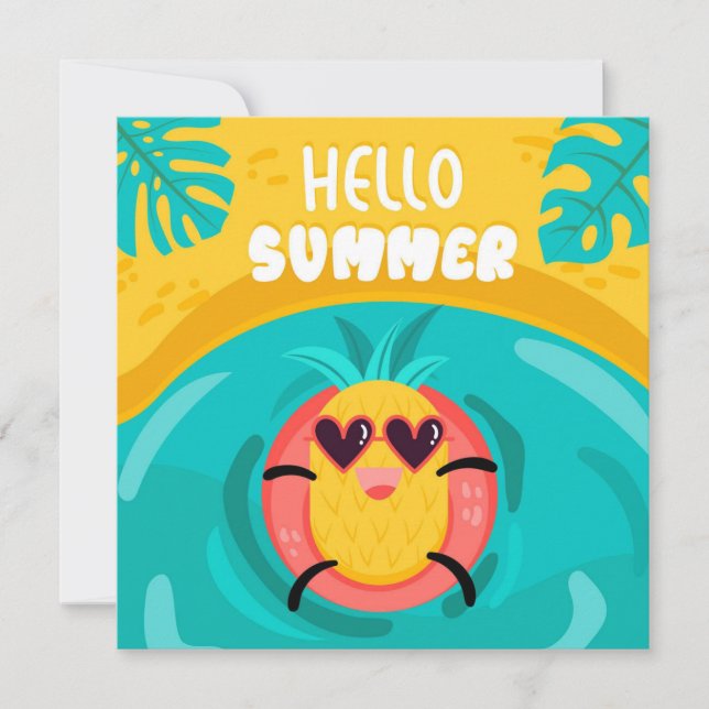 Beach Days Hello Summer Pineapple Greeting Card (Front)
