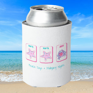 Beach Days & Mahjong Nights Personalised Coastal  Can Cooler