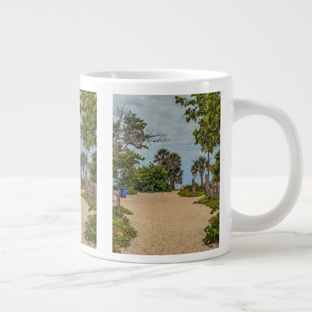 Beach Days, Overcast, Beach Welcome  Large Coffee Mug (Right)