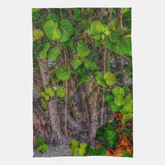 Beach Days, Overcast, Sea Grapes Grow Wild Tea Towel