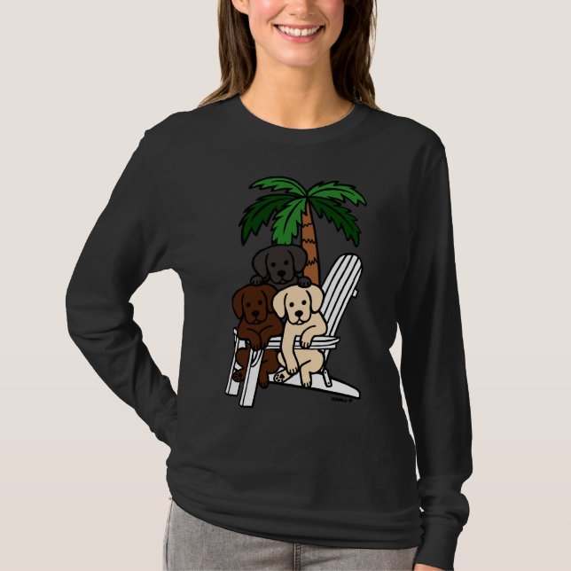 Beach Deck Chair Labradors T-Shirt (Front)