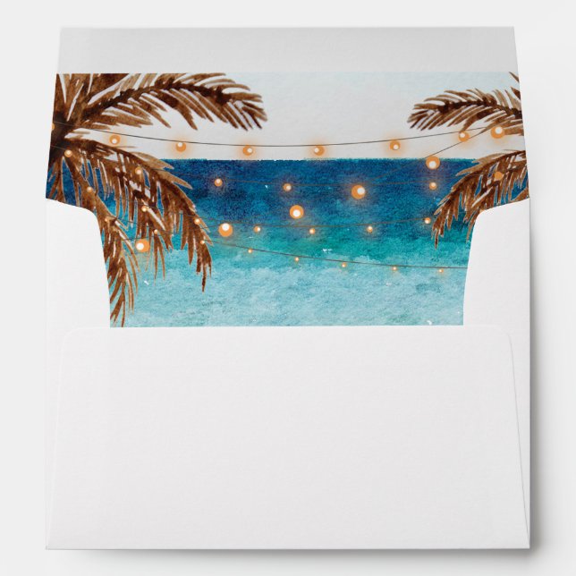 beach design with palm trees lined envelopes (Back (Bottom))