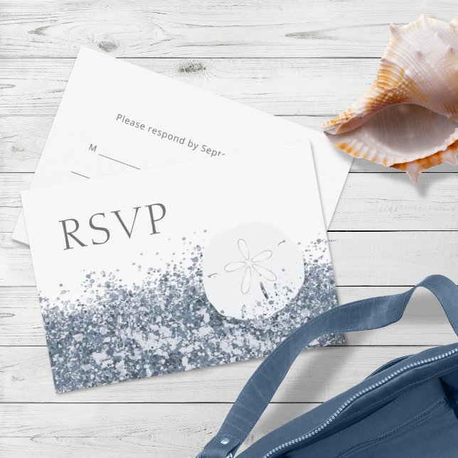 Beach Destination Blue Whimsical RSVP Card (Creator Uploaded)