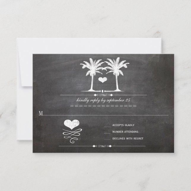 Beach Destination Chalkboard Typography RSVP Card (Front)
