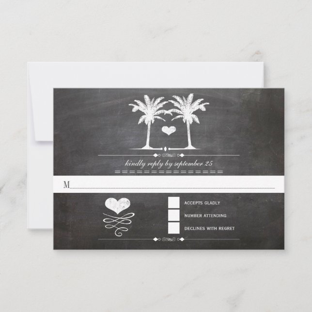 Beach Destination Chalkboard Typography RSVP Card (Front)