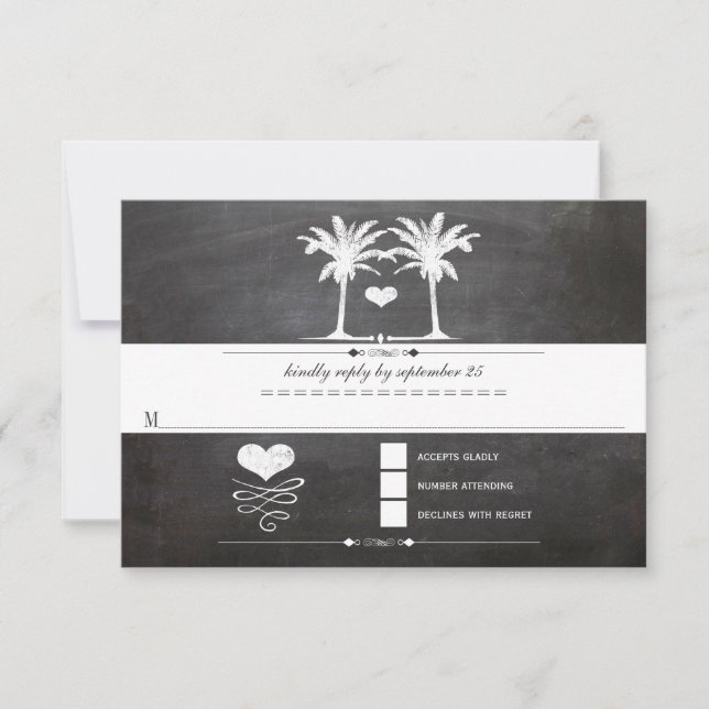 Beach Destination Chalkboard Typography RSVP Card (Front)