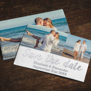 Beach Destination Photo Collage Save The Date Card