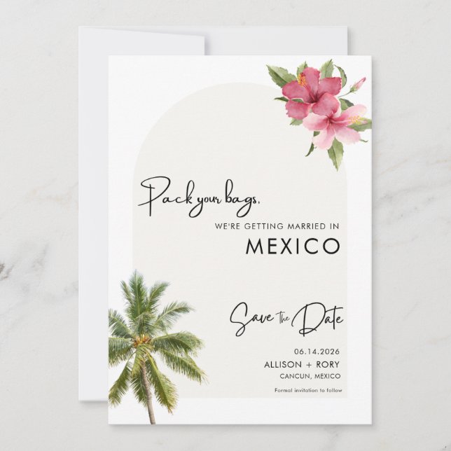 Beach Destination Photo Wedding Save The Date (Front)