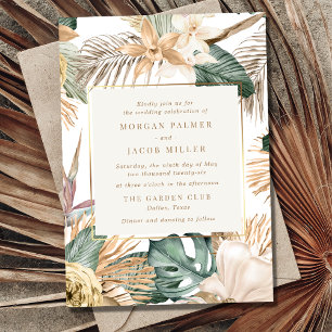 Beach Destination Tropical Leaf Wedding Invitation