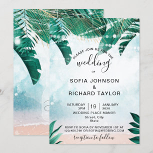 beach destination tropical summer watercolor sea invitation