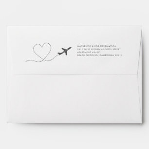 Beach Destination Wedding Aeroplane Return Address Envelope
