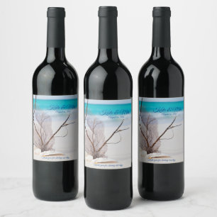 Beach Destination Wedding Coral Shells Tropical Wine Label