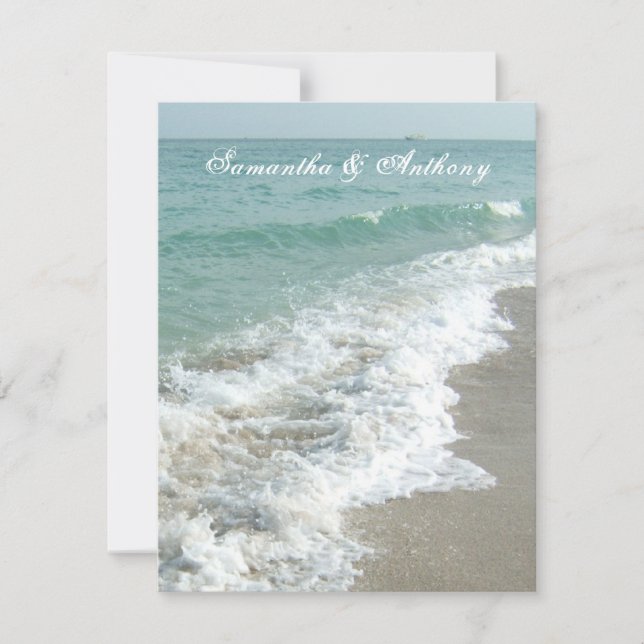 Beach Destination Wedding Invitation, Foaming Surf Invitation (Front)