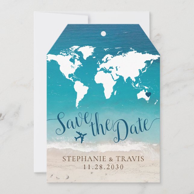 Beach Destination Wedding Luggage Tag (Front)