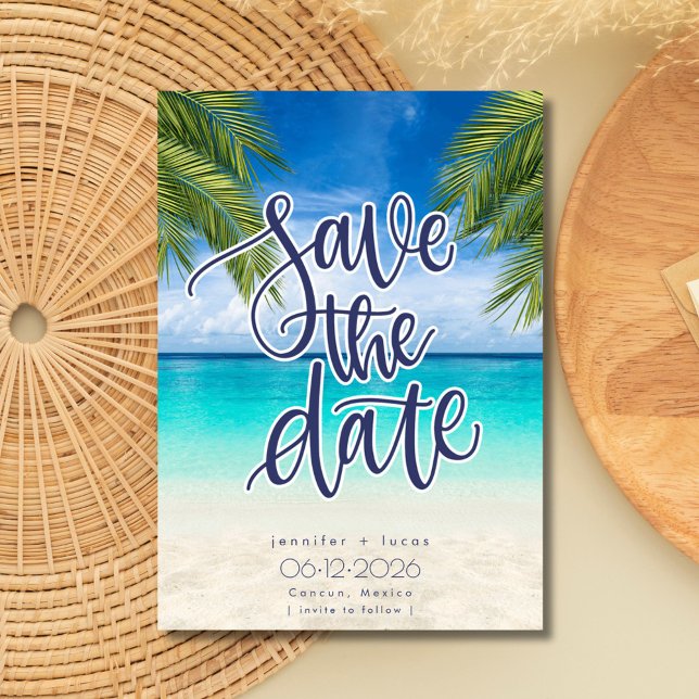 Beach Destination Wedding Photo Save the Date (Beach Destination Wedding Photo Save the Date)