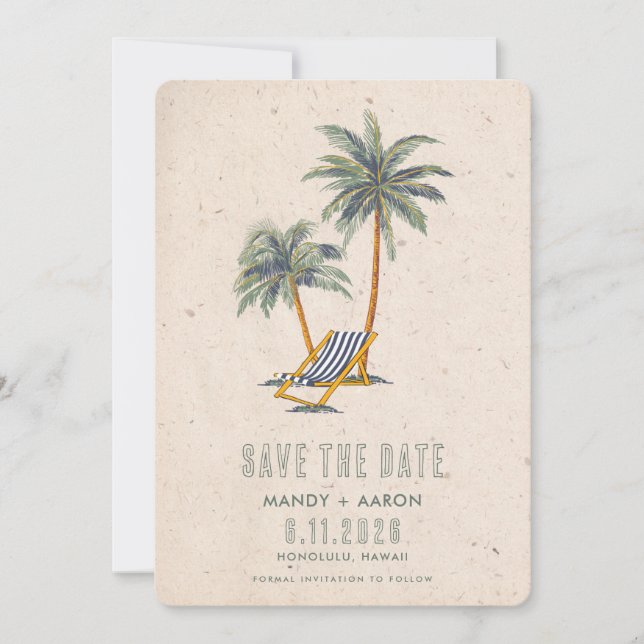 Beach Destination Wedding Photo Save The Date (Front)