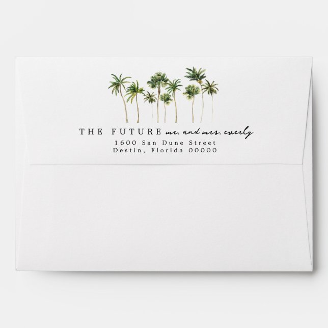 Beach Destination Wedding Return Address Envelope (Back (Top Flap))