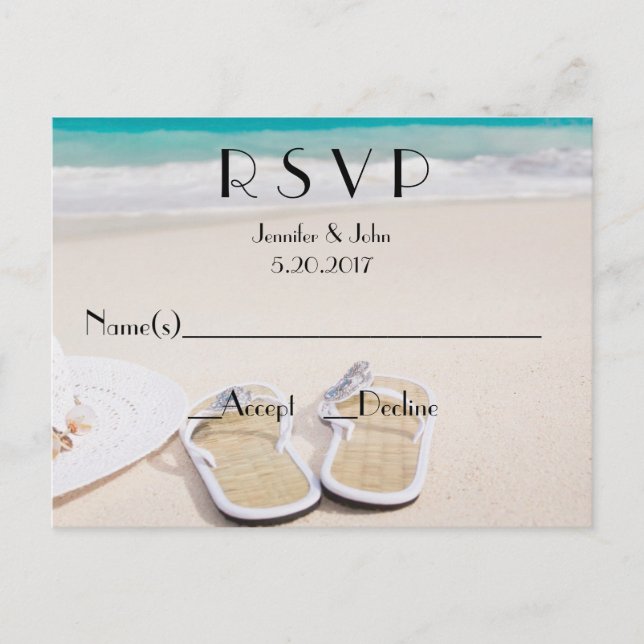 Beach Destination Wedding RSVP Cards (Front)