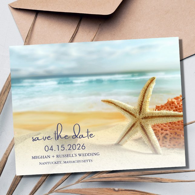 Beach Destination Wedding Save the Date Announcement Postcard (Beach Destination Wedding Save the Date Postcard)
