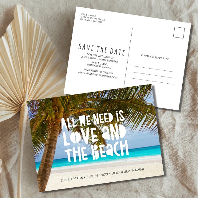 Beach Destination Wedding Save the Date Announcement Postcard (Creator Uploaded)