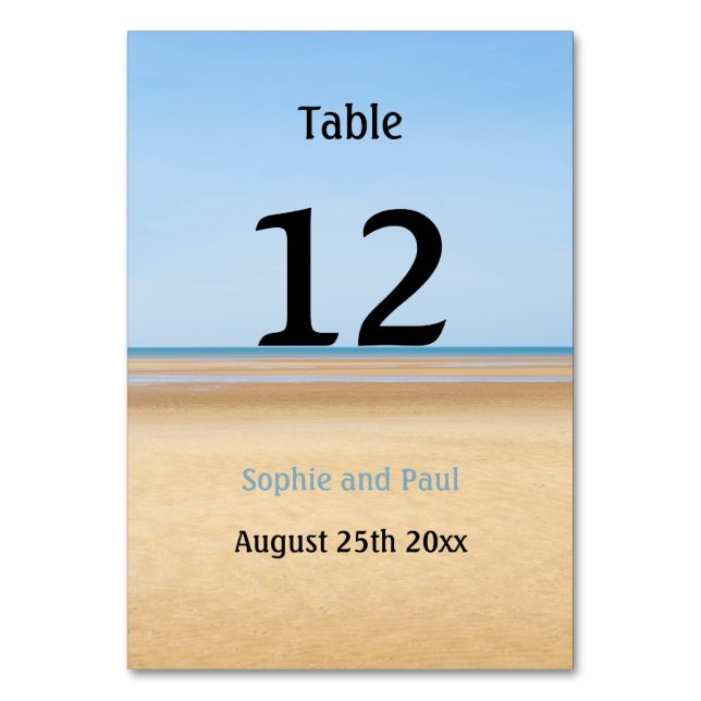 Beach Destination Wedding Table Number (Front)