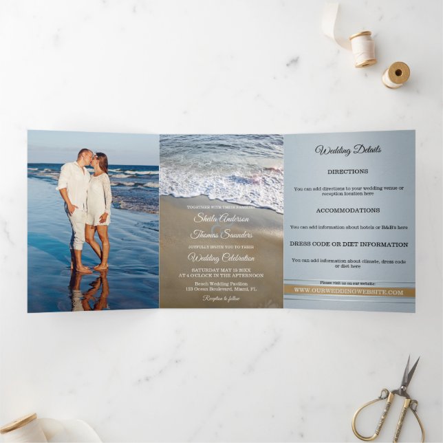 Beach Destination Wedding Tri-fold Invitation (Inside)