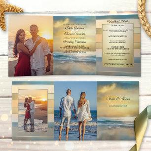 Beach Destination Wedding Tri-fold Invitation