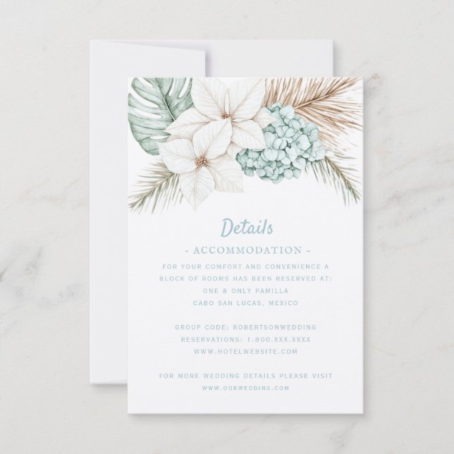 Beach Destination Winter Wedding | Details RSVP Card (Front)